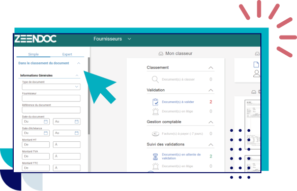 Capture d'écran de notre solution de GED Zeendoc dans le classeur